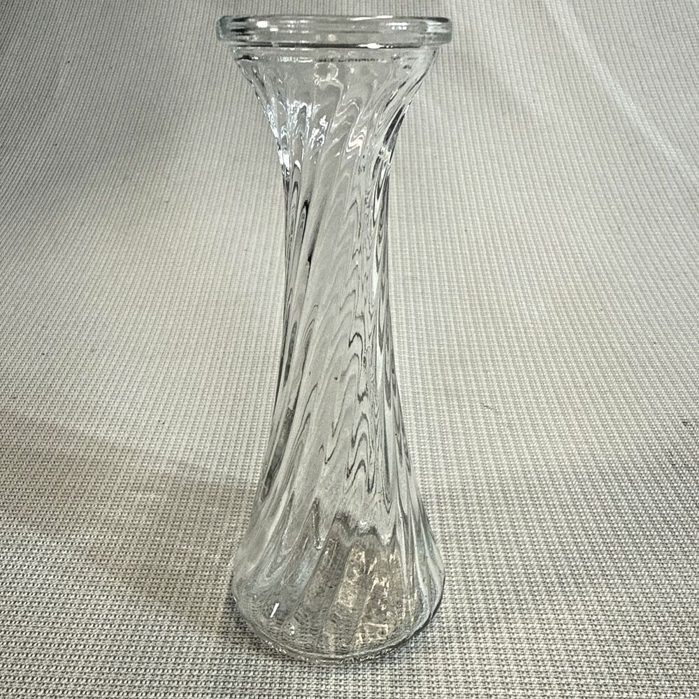Vintage Brody Co. Clear Glass Bud Vase 152 6" Tall Swirl Ribbed Pattern USA